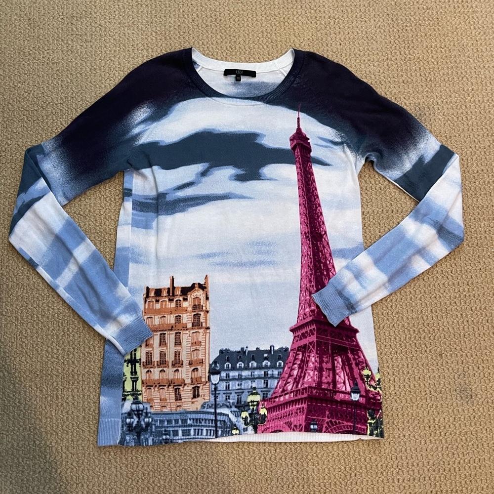 TIBI Eiffel Tower colorful Sweater Pullover Top